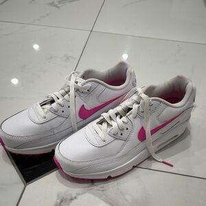 Nike Women's White and Pink Air Max Sneakers